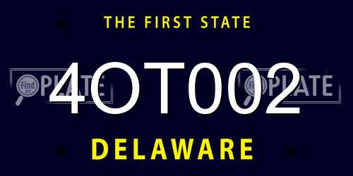 4OT002 Delaware License Plate
