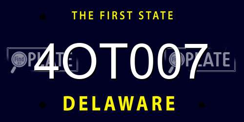 4OT007 Delaware License Plate