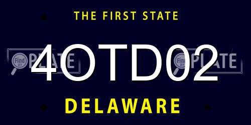 4OTD02 Delaware License Plate