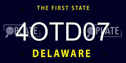 4OTD07 Delaware License Plate