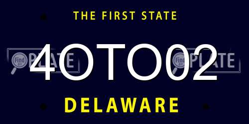 4OTO02 Delaware License Plate