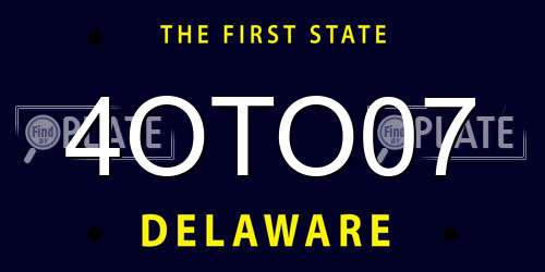 4OTO07 Delaware License Plate