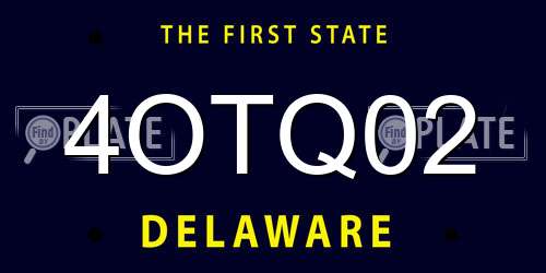 4OTQ02 Delaware License Plate