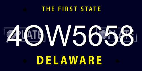 4OW5658 Delaware License Plate