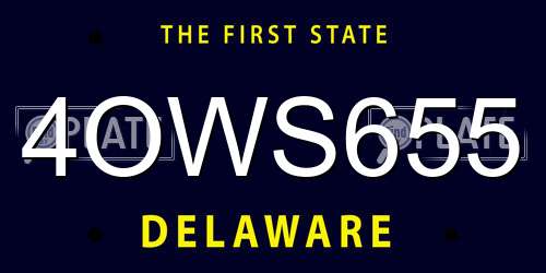 4OWS655 Delaware License Plate