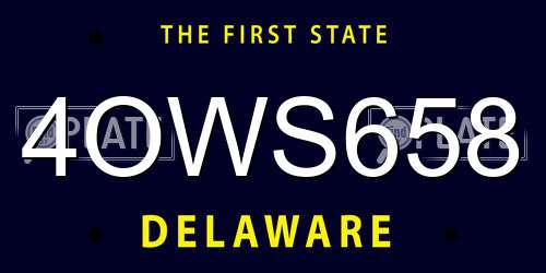 4OWS658 Delaware License Plate