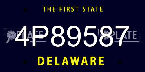 4P89587 Delaware License Plate