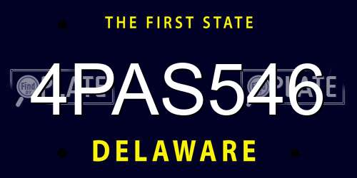 4PAS546 Delaware License Plate