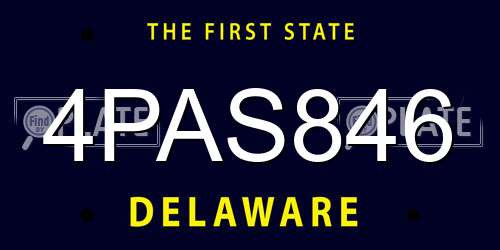 4PAS846 Delaware License Plate