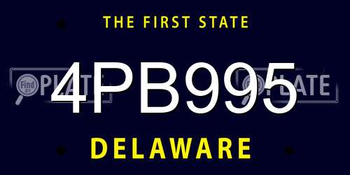 4PB995 Delaware License Plate