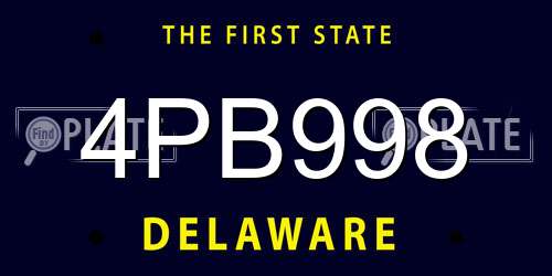 4PB998 Delaware License Plate