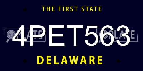 4PET563 Delaware License Plate