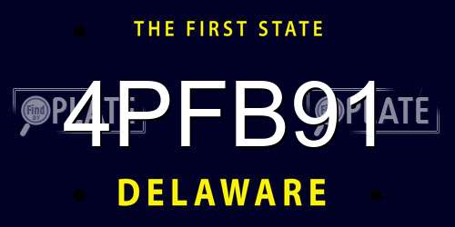4PFB91 Delaware License Plate