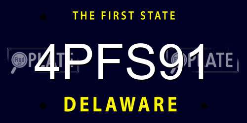 4PFS91 Delaware License Plate