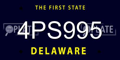4PS995 Delaware License Plate