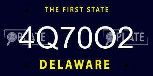 4Q70O2 Delaware License Plate
