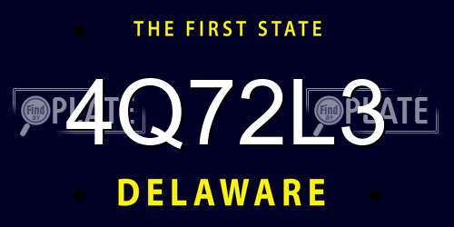 4Q72L3 Delaware License Plate