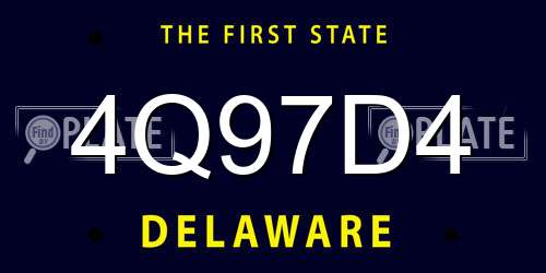 4Q97D4 Delaware License Plate