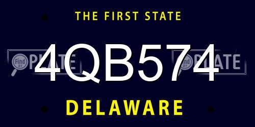 4QB574 Delaware License Plate