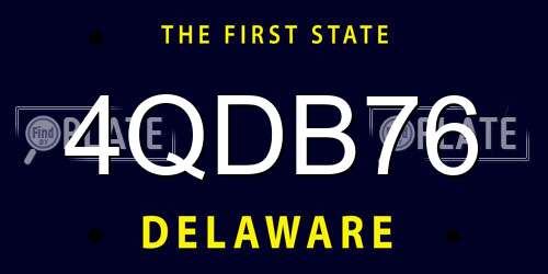 4QDB76 Delaware License Plate
