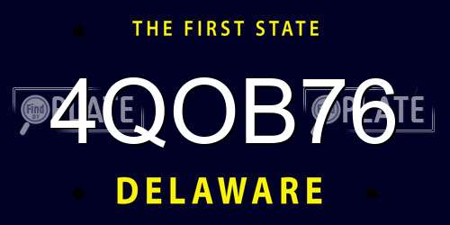 4QOB76 Delaware License Plate