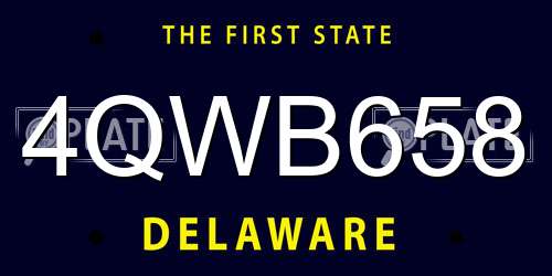 4QWB658 Delaware License Plate