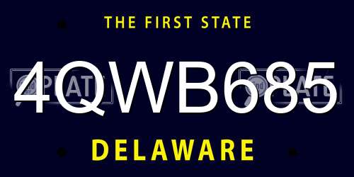 4QWB685 Delaware License Plate