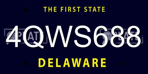 4QWS688 Delaware License Plate