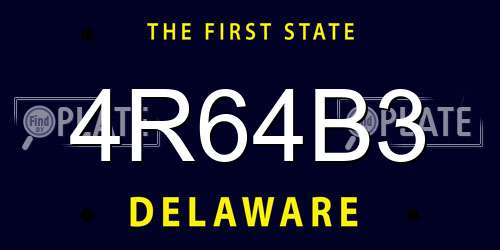 4R64B3 Delaware License Plate