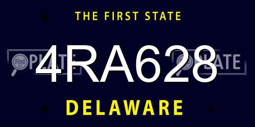 4RA628 Delaware License Plate