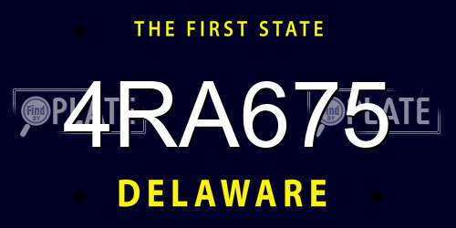 4RA675 Delaware License Plate
