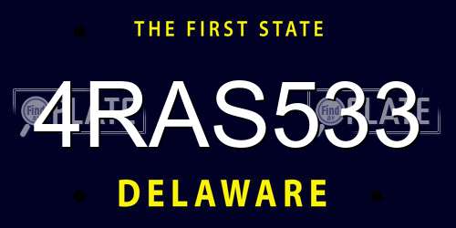 4RAS533 Delaware License Plate