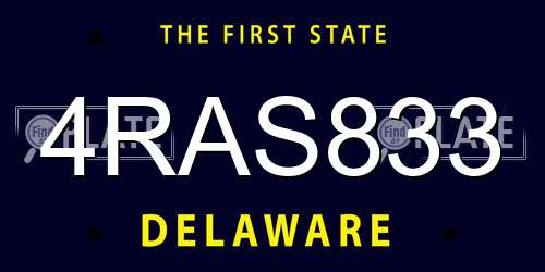 4RAS833 Delaware License Plate