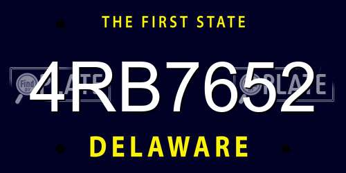 4RB7652 Delaware License Plate