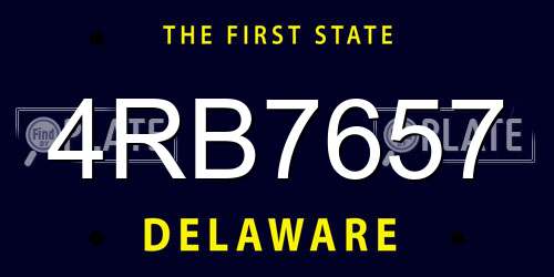 4RB7657 Delaware License Plate