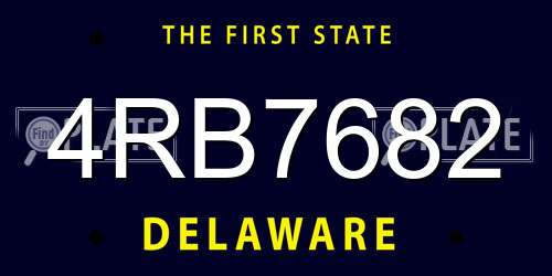 4RB7682 Delaware License Plate