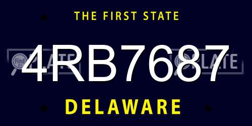 4RB7687 Delaware License Plate
