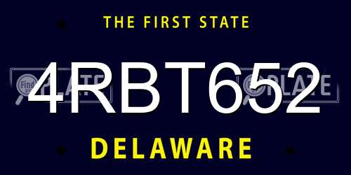 4RBT652 Delaware License Plate