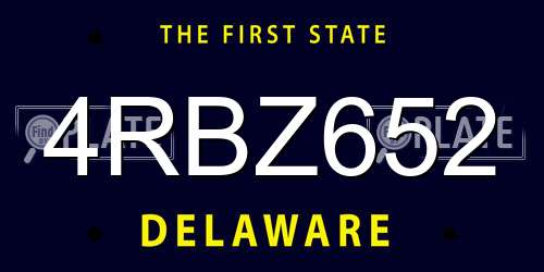 4RBZ652 Delaware License Plate