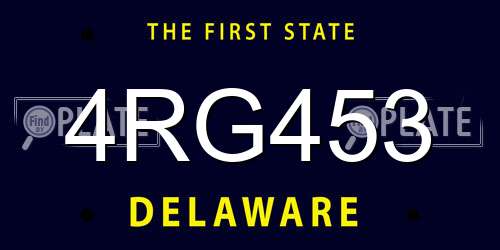 4RG453 Delaware License Plate