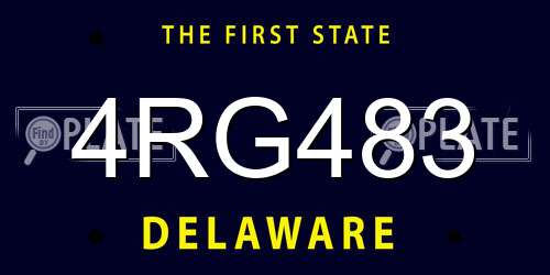 4RG483 Delaware License Plate