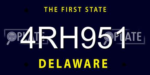 4RH951 Delaware License Plate
