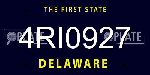 4RI0927 Delaware License Plate