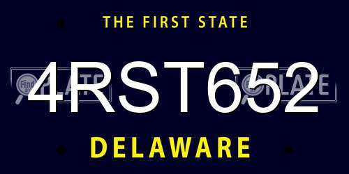 4RST652 Delaware License Plate