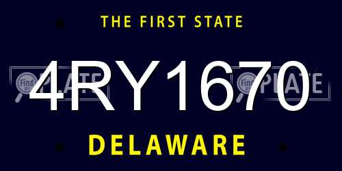 4RY1670 Delaware License Plate
