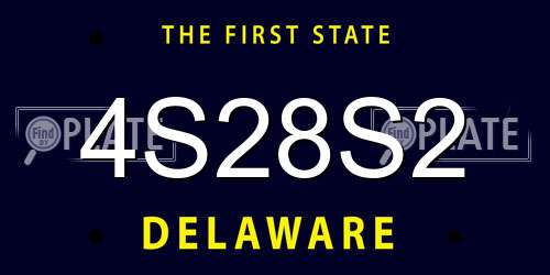 4S28S2 Delaware License Plate