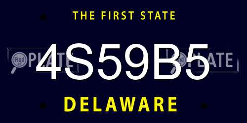 4S59B5 Delaware License Plate