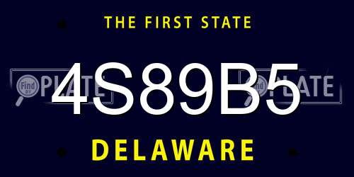 4S89B5 Delaware License Plate