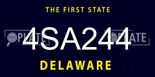 4SA244 Delaware License Plate