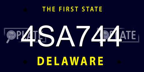 4SA744 Delaware License Plate